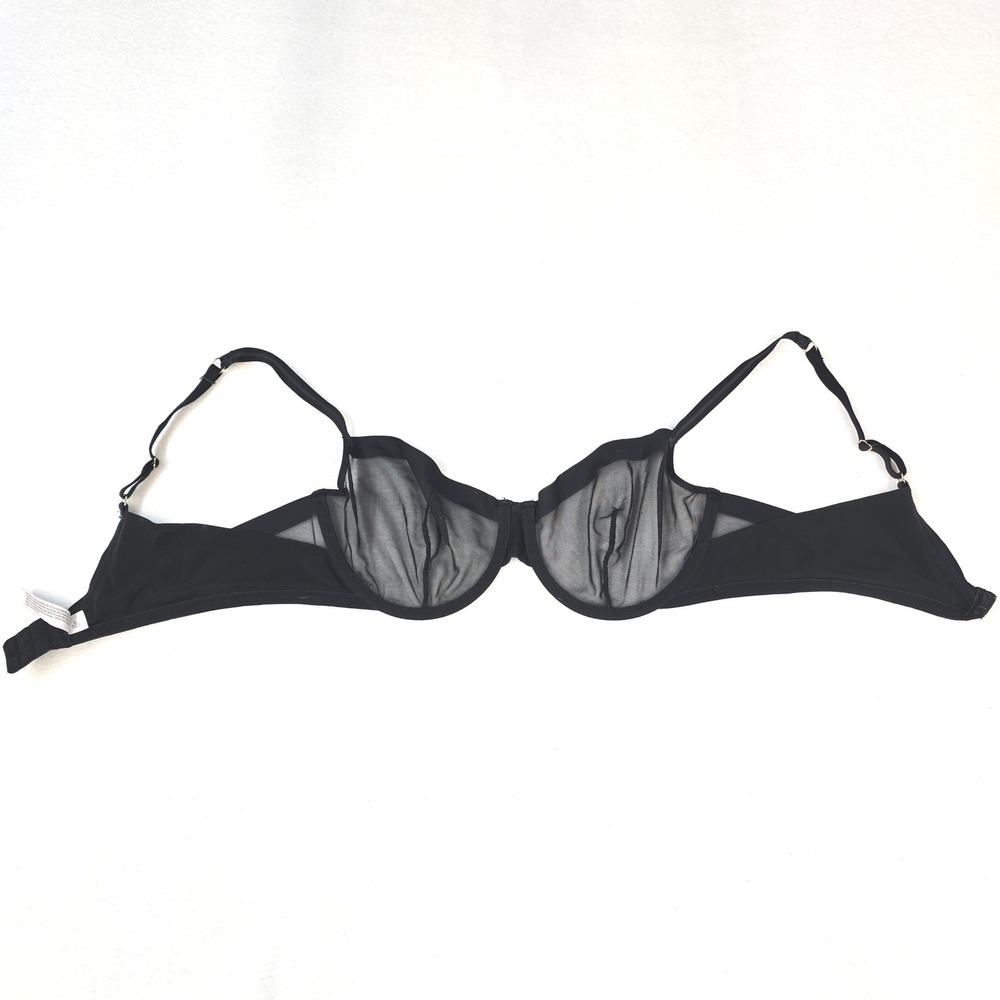 Auden Black Mesh Unlined Underwire Bra Sheer Mesh 38C